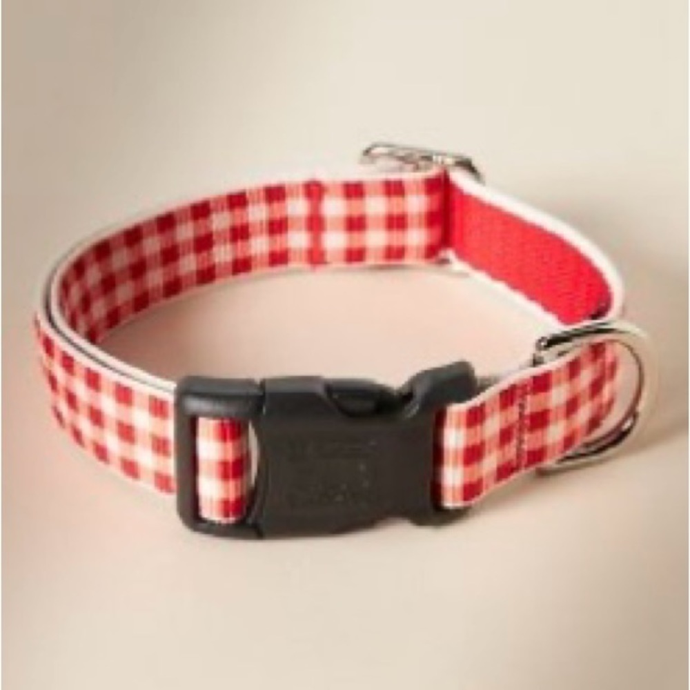 NWT Harry Barker Red Gingham Dog Collar Size Small